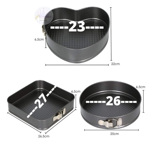 Set 3 Moldes Repostería Queque Tortas Antiadherente