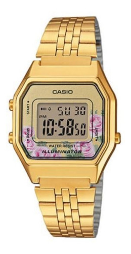 Reloj Casio Dama Vintage La680 Dorado Edición Flores