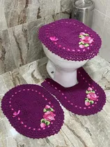 Comprar Tapete De Banheiro Lw Confecções Jogo De Banheiro Em Crochê Geométrica Jogo De Banheiro 1kg Roxo