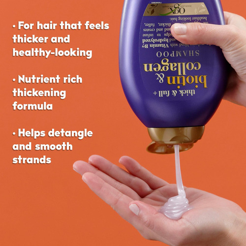 Shampoo Ogx Grosso E Completo + Biotina E Colágeno, 13 Onças