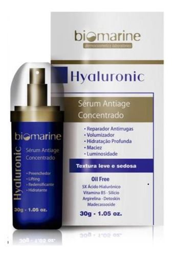 Hyaluronic Sérum Antiage Concentrado 30g Biomarine Momento de aplicação Dia/Noite Tipo de pele Todo tipo de pele