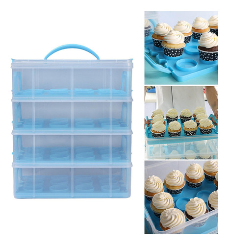 Para Contenedor De Cupcakes Con Tapa Recipiente Para 4 .
