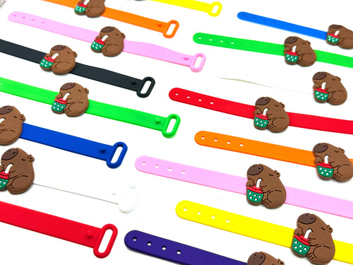 Pulseira Capivara 10un Variadas Pulseirinha Mimo Ajusavel