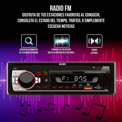 Auto Estéreo Asistente Voz 2 Bluetooth 2 Usb Carga Rápida Fm