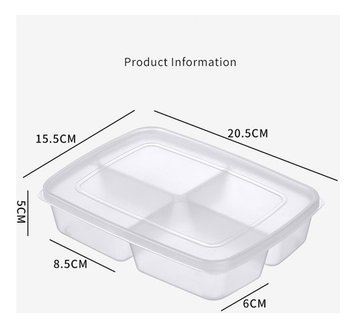 Contenedor De Comida Para Nevera De 10 Piezas, 4 Compartimen