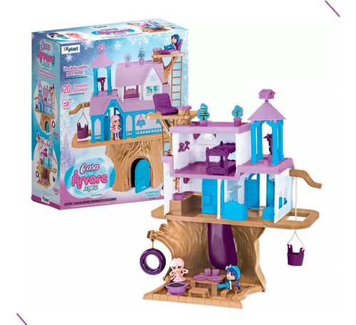 Casa Na Arvore Snow C/ Bonecas Casinha Infantil Xplast Cor Azul