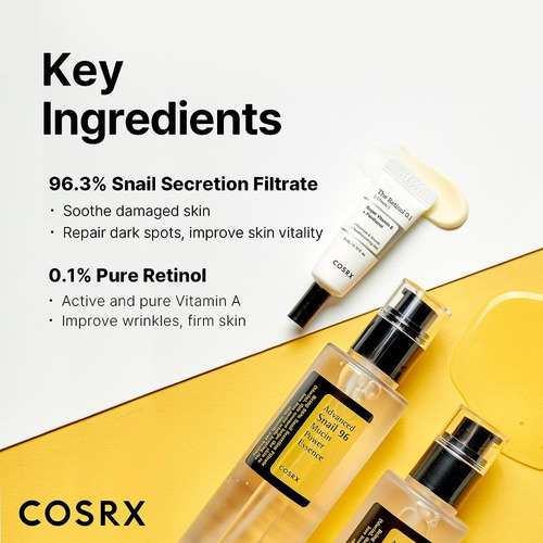 Cosrx Kit Hidratante Y Reafirmante Facial, Mucina Y Retinol Momento de aplicación Día/Noche Tipo de piel Todo tipo de piel