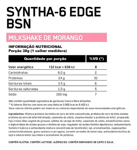 Bsn Syntha 6 Whey Protein Morango 1.82kg Lata 48 Porções