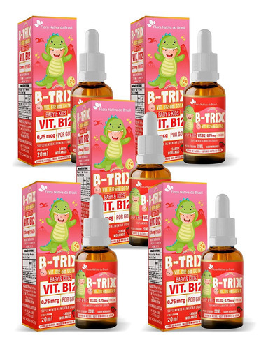 Kit 5 B-trix Vitamina B12 Kids Em Gotas 30ml Flora Nativa Do