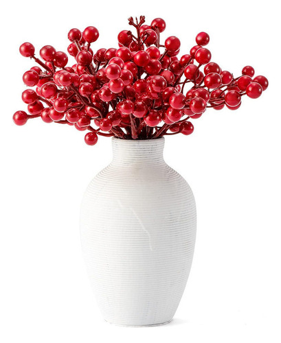 Paquete De 30 Tallos Artificiales De Bayas Rojas, Acebo