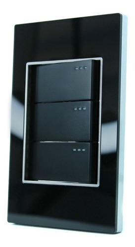 Imagen 1 de 6 de Interruptor Triple Conmutable Negro Black Mirror De Lujo