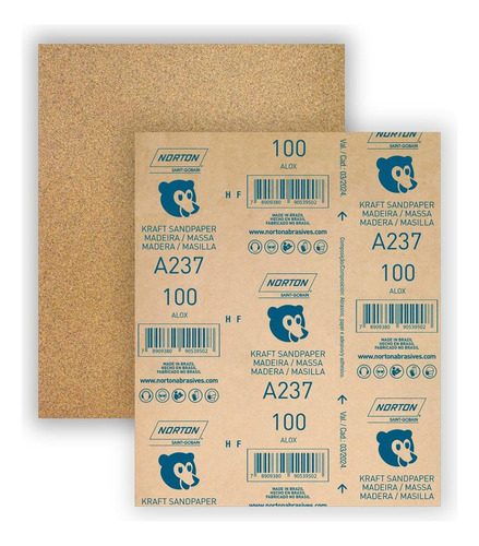 Lixa Madeira Norton 100 A237  5539503044 - Kit C/50