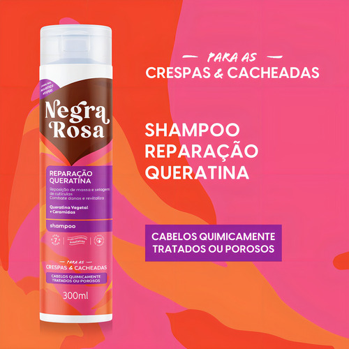 Kit Shampoo + Condicionador 300ml + Máscara 500g Negra Rosa