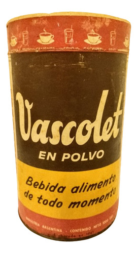 Antiguo Envase Cacao Leche Vascolet Impecable 