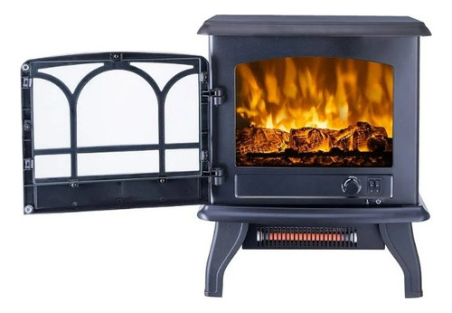 Calentador Electrico Chimenea Calefator Moderno Portatil Color Negro