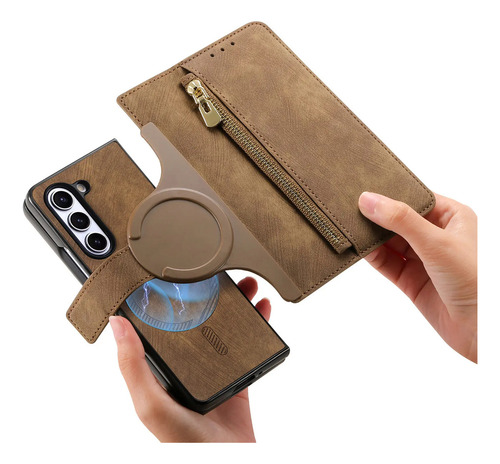 Funda Tipo Cartera 2 En 1 Con Cierre Magnético For Tarjetas