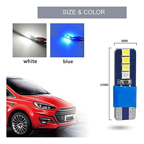 Paquete De 6 Led Canbus W5w T10 8 Smd 2835 Para Luces Led Au