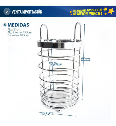 Imagen 3 de 6 de Escurridor Porta Cubiertos Seca Plato Cocina Organizador