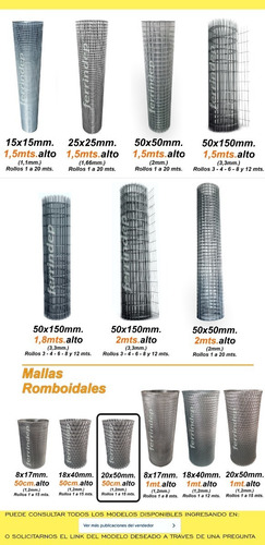 Imagen 7 de 9 de Malla Metálica Romboidal Cerco 20x50mm Rollo 50cm X 4,5mts