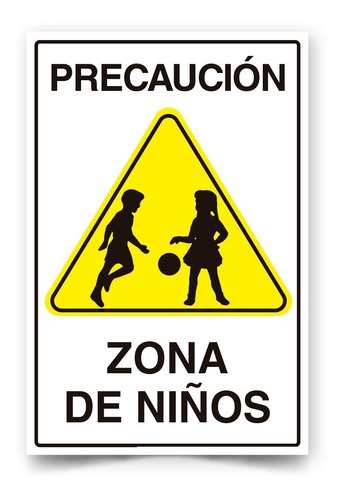 Señaletica Precaución Zona De Niños 45x30cm