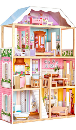 Casa De Muñecas De Madera Clásica Charlotte De Kidkraft Con