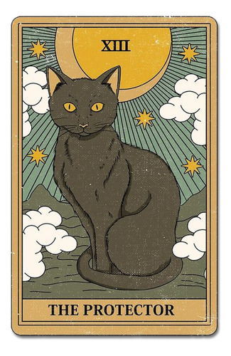 Poster Lámina Decorativa Gato Negro Tarot El Protector 13 V1