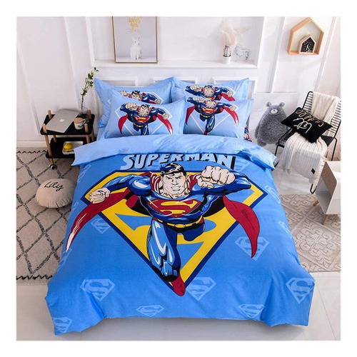 Jogo De Cama Infantil Super-homem 6 Peças Casal Queen