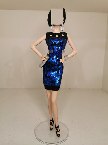 Vestido Barbie The Look Night Out Collector Lentejuela Azul (Usado)