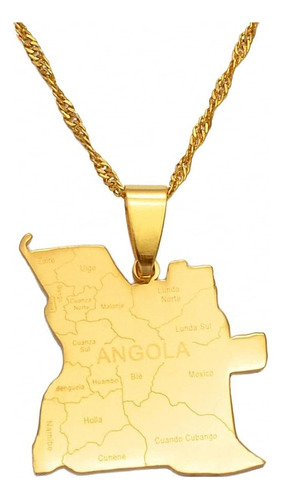 Collar Con Colgante De Mapa De Angola Con Nombre De La Ciuda