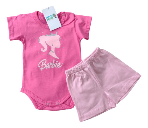 Conjunto Bebe Nena Beba Barbiee Barby Body Manga Corta Short