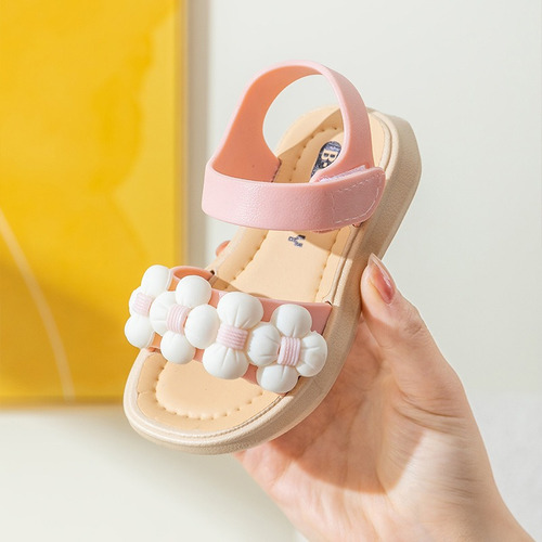 Sandalia Infantil Primavera Flor Bolitas