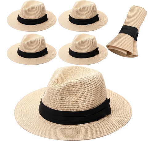6 Piezas De Sombreros De Paja De Panamá Para Hombres Y Mujer