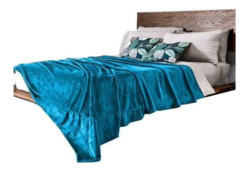 comprar Suave Cobija Calientita Frazada Cobertor Queen Size Azul