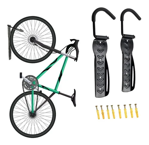 Kit Con 2 Soportes Gancho Para Colgar Bicicletas En La Pared Color Negro