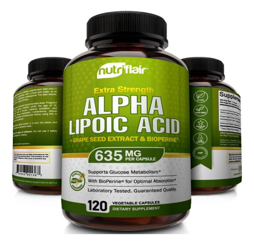 Alpha Lipoic Acid 635mg Nutriflair Acido Alpha Lipoico 120cp Sabor Neutro