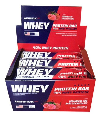 Whey Protein Bar 12 Unidades Mervick 65 Gr Barra Proteica