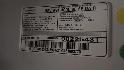 Nevera Haceb No Frost 293lt 2 Puertas Usada (Usado)