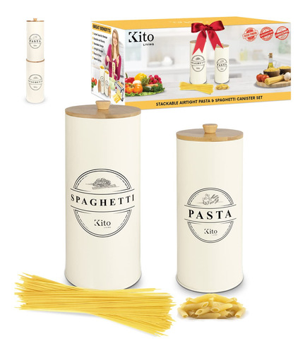 Kito Living Contenedores De Espagueti Y Pasta Con Tapas Herm