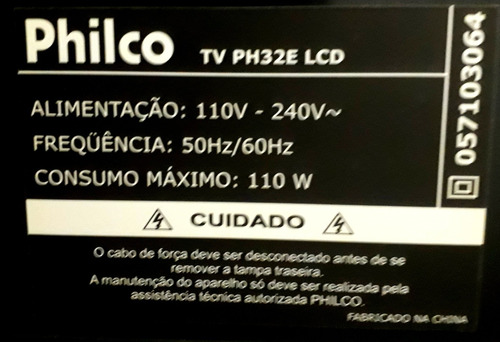 Tv Philco 32 Lcd. Defeito De Estab. Na Tela. C/ Cntrl E N.f