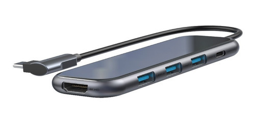 Hub Adaptador Tipo-c A 3 Usb3.0+hd4k+pd Gris Baseus