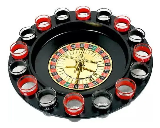 Jogo de Roleta Red Star 16 Copos Vidro Bebida Cassino