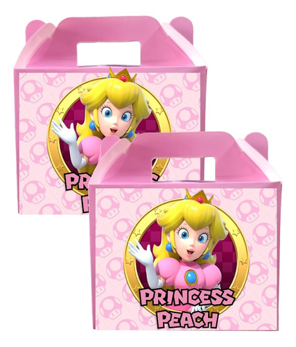 Cajas Para Dulces Princesa Peach Cumpleaños X12