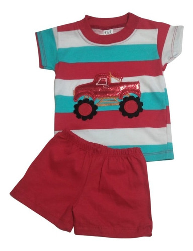 Conjunto Bebe Remera Manga Corta Algodón Y Short