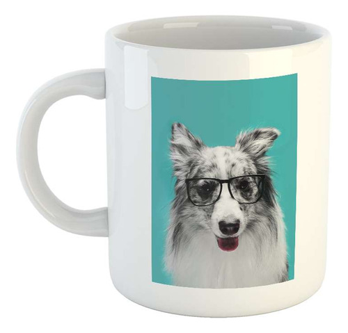 Taza Ceramica Perros Perro Tierno Anteojos Intelectual