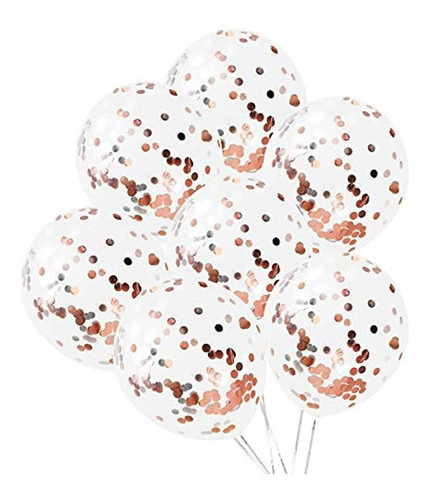 Globos De Confeti De Oro Rosa Metálico De 12 In. Marca Pyle