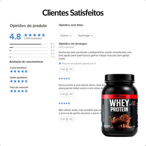 Whey Protein Concentrado Pote 900g Sabor Chocolate Pro Healthy