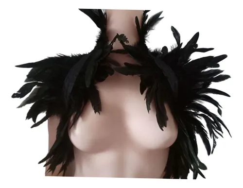 Cuello De Tortuga De Plumas Cuello Falso Abrigo Negro Negro