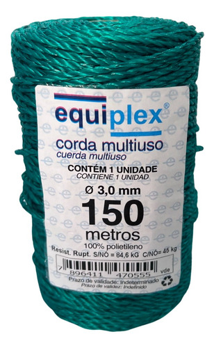 Corda Verde Para Cargas E Amarração Equiplex® 3mm 150 Metros