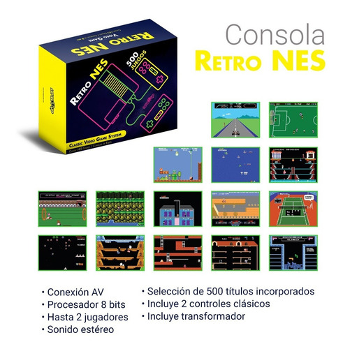 Consola 500 Juegos Retro Nes Level Up Av