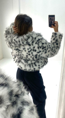 Saco Tapado Piel Corto Importado Tendencia Animal Print Moda